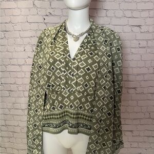 Green Patterned Women's Jacket